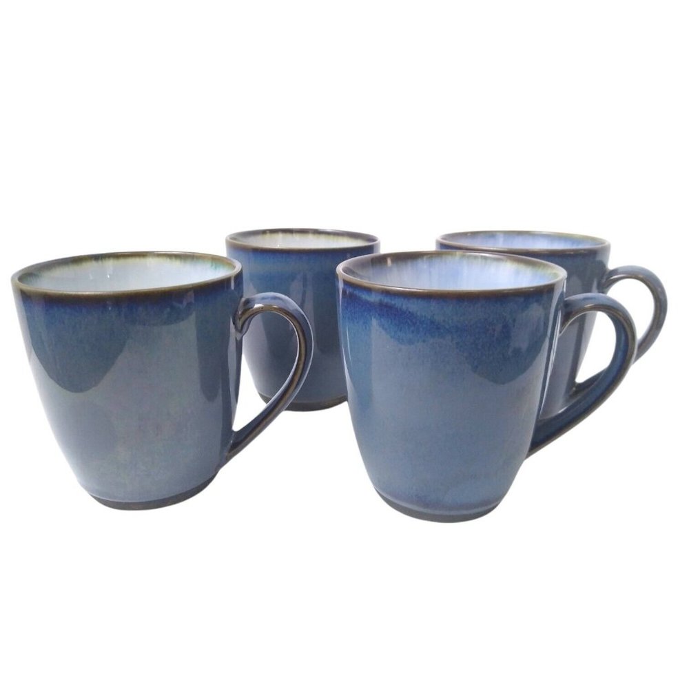 Sango Concepts Eggplant Blue Ombre Coffee Mug Teacups Glazed Stoneware 4 PC Set